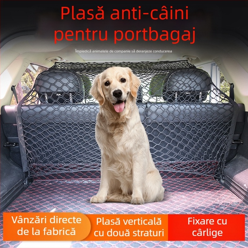 Plasă de izolare pentru câini, pentru animale de companie, bară de protecție pentru portbagaj, siguranță auto, plasă de gard pentru SUV, buzunar, pentru plimbări cu mașina