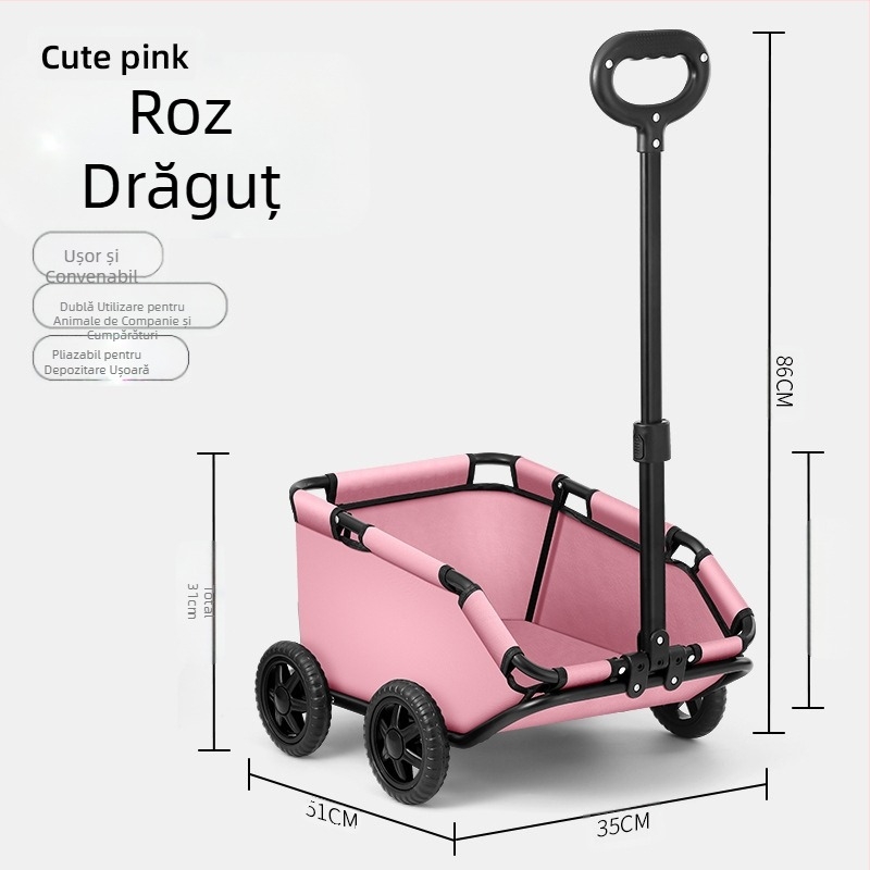 Cărucior pentru animale de companie, cărucior pliabil ușor pentru cumpărarea de alimente, cărucior pentru câini mici și medii, cărucior pentru plimbări cu câini, cărucior pentru pisici, cărucior pentru tragerea câinilor