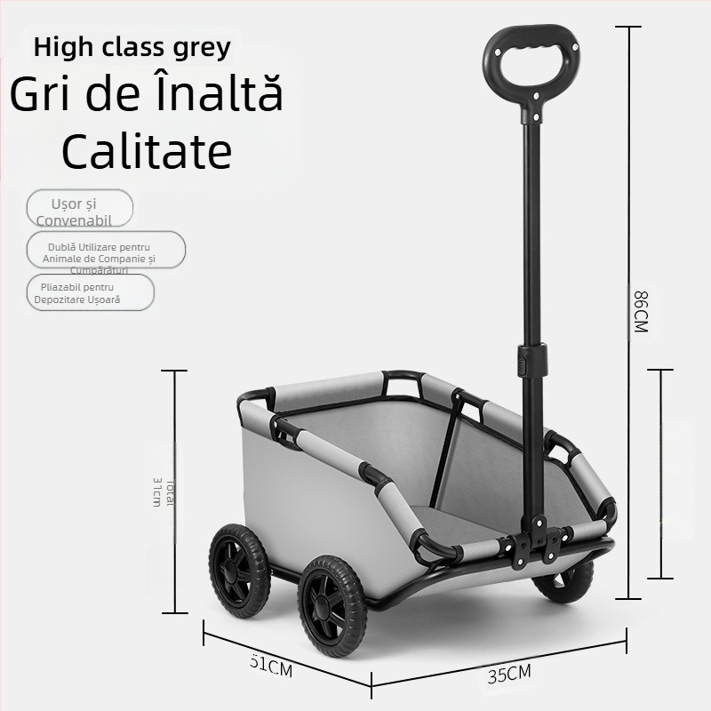 Cărucior pentru animale de companie, cărucior pliabil ușor pentru cumpărarea de alimente, cărucior pentru câini mici și medii, cărucior pentru plimbări cu câini, cărucior pentru pisici, cărucior pentru tragerea câinilor