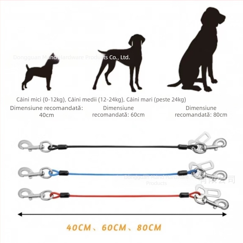 Centură de siguranță pentru animale de companie, mașină, câini, călătorie, frânghie de tracțiune, cataramă fixă, frânghie metalică anti-mușcătură, frânghie pentru câini, Amazon