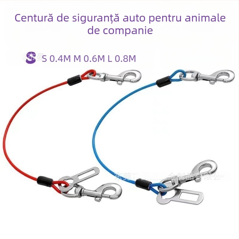 Centură de siguranță pentru animale de companie, mașină, câini, călătorie, frânghie de tracțiune, cataramă fixă, frânghie metalică anti-mușcătură, frânghie pentru câini, Amazon