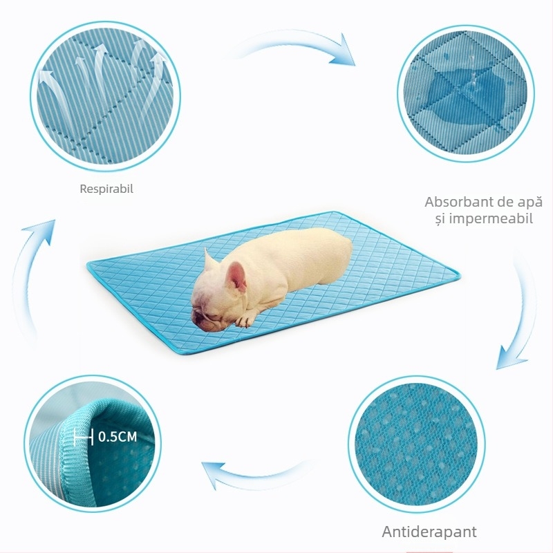 Produs nou transfrontalier, saltea pentru câini cu senzație de frig, absorbant de apă și impermeabil, saltea de răcire pentru pisici, saltea de vară pentru animale de companie, saltea de mătase de gheață, antiderapantă