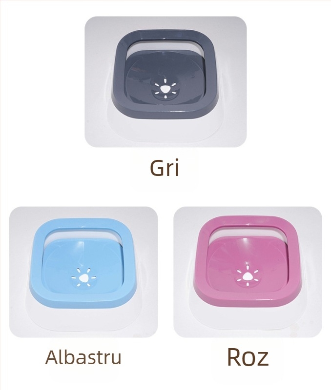 Dozator de apă pentru pisici, bol plutitor pentru animale de companie, anti-stropire, anti-șocuri, tavă cu apă pentru gură care nu este umedă, dozator de apă pentru pisici