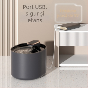 Distribuitor de apă pentru produse pentru animale de companie, filtru de carbon activ mut, circulație automată, 3L, capacitate mare, pentru pisici și câini, care pot fi trimiși