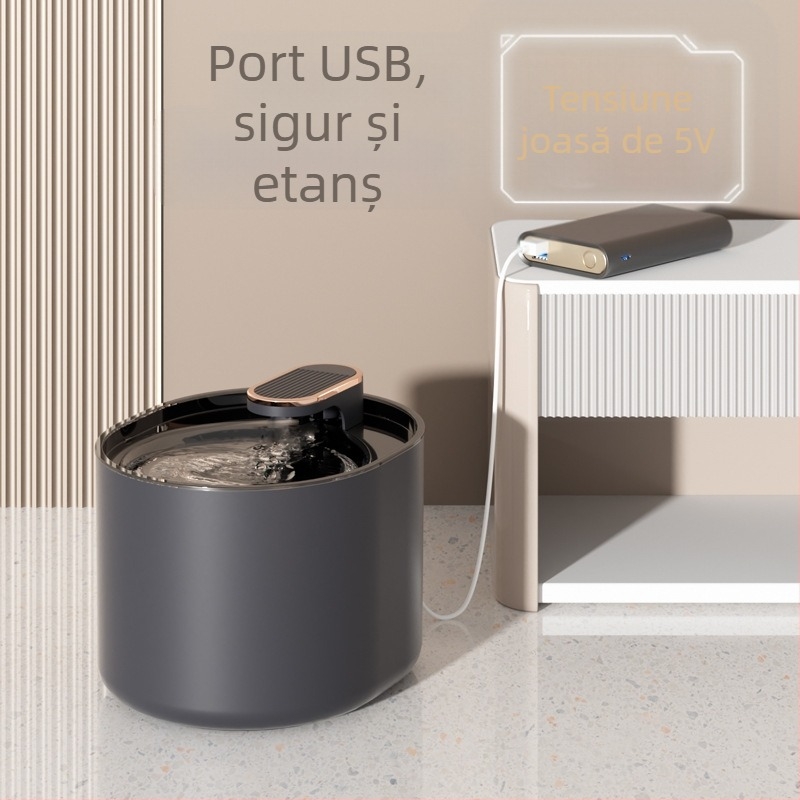 Distribuitor de apă pentru produse pentru animale de companie, filtru de carbon activ mut, circulație automată, 3L, capacitate mare, pentru pisici și câini, care pot fi trimiși