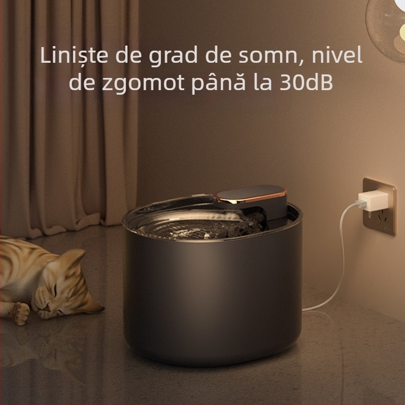 Distribuitor de apă pentru produse pentru animale de companie, filtru de carbon activ mut, circulație automată, 3L, capacitate mare, pentru pisici și câini, care pot fi trimiși