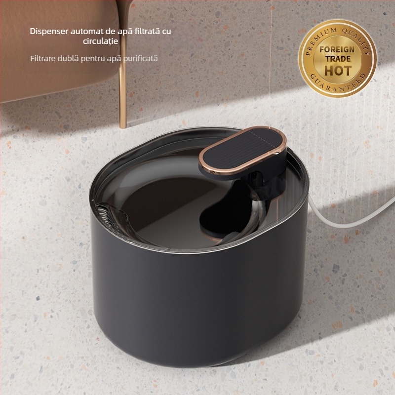 Distribuitor de apă pentru produse pentru animale de companie, filtru de carbon activ mut, circulație automată, 3L, capacitate mare, pentru pisici și câini, care pot fi trimiși