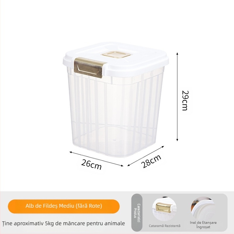 Găleată transparentă pentru hrană pentru pisici, capacitate mare de 30 kg, sigilată, rezistentă la umiditate, hrană pentru pisici și câini, pentru depozitarea hranei pentru animale de companie, găleată de depozitare transparentă