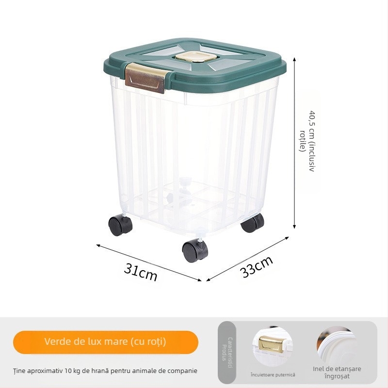 Găleată transparentă pentru hrană pentru pisici, capacitate mare de 30 kg, sigilată, rezistentă la umiditate, hrană pentru pisici și câini, pentru depozitarea hranei pentru animale de companie, găleată de depozitare transparentă