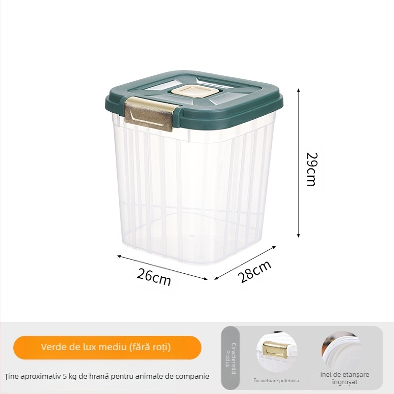 Găleată transparentă pentru hrană pentru pisici, capacitate mare de 30 kg, sigilată, rezistentă la umiditate, hrană pentru pisici și câini, pentru depozitarea hranei pentru animale de companie, găleată de depozitare transparentă