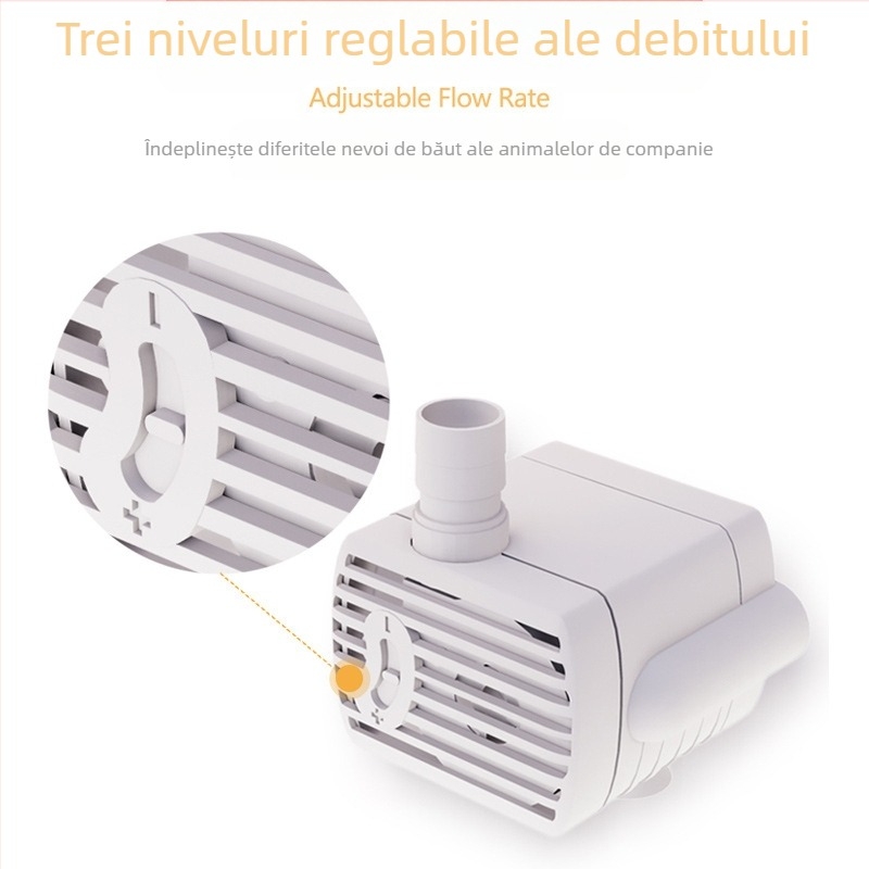 Accesorii pentru dozator de apă pentru animale de companie, pompă de apă USB 5V cu bumbac și lumină, debit de apă reglabil, crestătură, oprire silențioasă fără perii