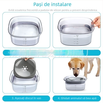 Amazon Hot Sale Bol cu apă transparentă de mare capacitate pentru animale de companie, fără gură umedă, bol cu apă pentru pisici și câini, bol plutitor pentru animale de companie, ustensile pentru hrană