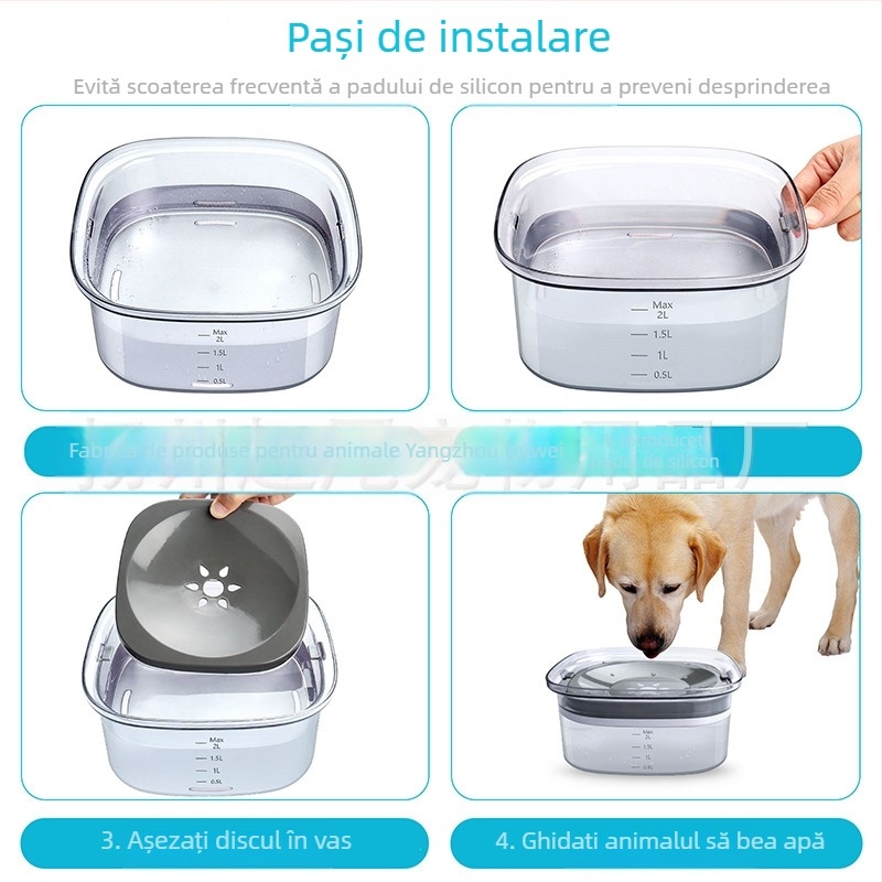 Amazon Hot Sale Bol cu apă transparentă de mare capacitate pentru animale de companie, fără gură umedă, bol cu apă pentru pisici și câini, bol plutitor pentru animale de companie, ustensile pentru hrană