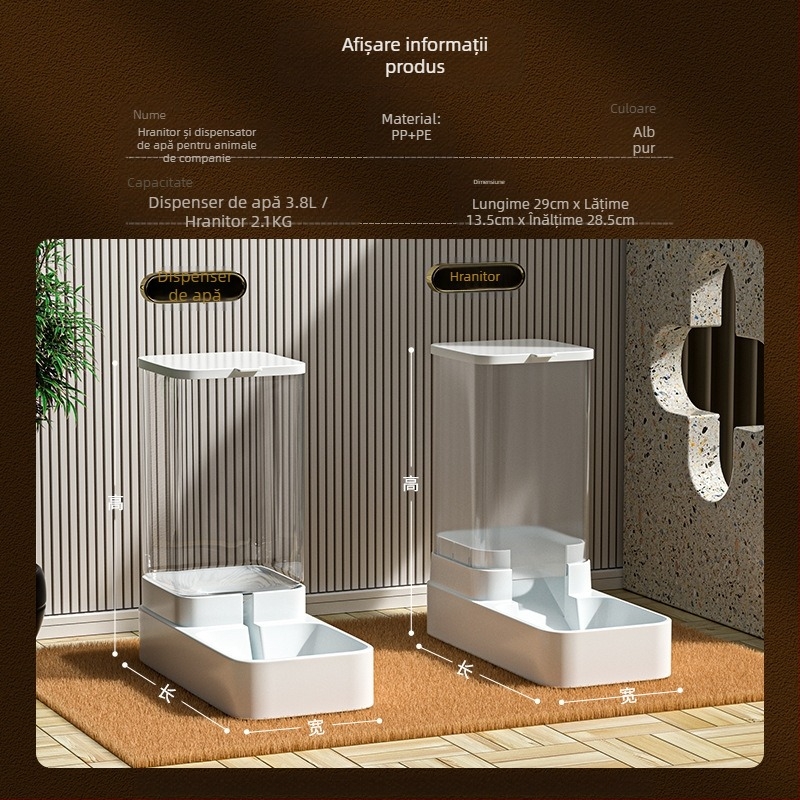 Hrănitor automat pentru animale de companie, pisică, adăpător, bol pentru câini, mediu, bazin de hrănire cu apă, combinație butoi de depozitare a cerealelor