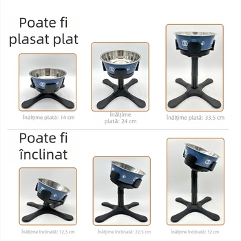 Suport nou pentru bolul pentru câini, cu înălțime reglabilă, anti-răsturnare, cu înclinare mare pentru picioare, potrivit pentru câini de talie medie și mare