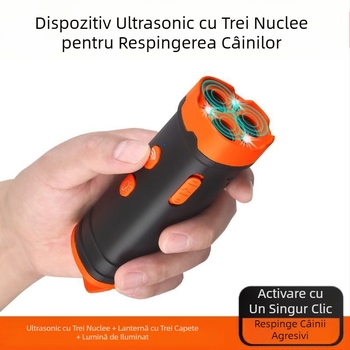 Dispozitiv repelent cu ultrasunete de mare putere cu trei fire pentru câini, dispozitiv anti-lătrat, instrument de dresaj pentru câini, descurajator pentru prevenirea mușcăturilor și lătratului de câine, autoapărare și anti-mușcături