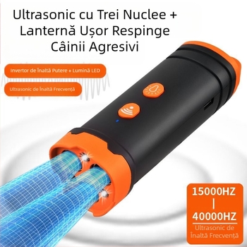 Dispozitiv repelent cu ultrasunete de mare putere cu trei fire pentru câini, dispozitiv anti-lătrat, instrument de dresaj pentru câini, descurajator pentru prevenirea mușcăturilor și lătratului de câine, autoapărare și anti-mușcături