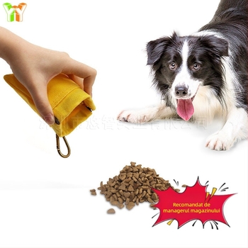 În stoc, geantă de pânză pentru hrana câinilor, agățată la talie, impermeabilă, elastică, închisă, pentru hrănirea animalelor de companie, geantă portabilă pentru hrana câinilor, pentru plimbări și ieșiri