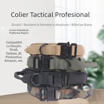 Zgardă pentru animale de companie pentru câini de talie medie și mare, zgardă tactică, zgardă îngroșată pentru câini, zgardă care nu strangulează gâtul, zgardă militară pentru câini