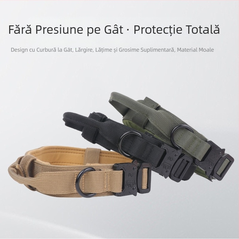 Zgardă pentru animale de companie pentru câini de talie medie și mare, zgardă tactică, zgardă îngroșată pentru câini, zgardă care nu strangulează gâtul, zgardă militară pentru câini