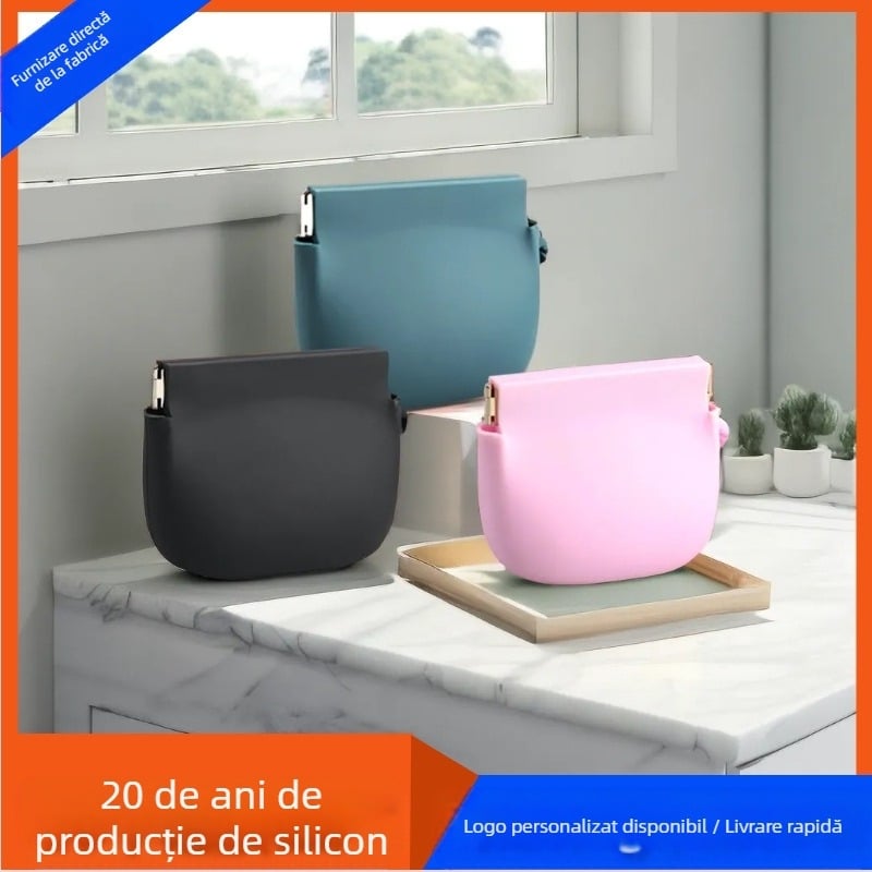 Nou portofel din silicon cu șrapnel, cu cataramă legată manual, geantă de depozitare a monedelor, geantă de ruj din silicon, geantă de depozitare a cheilor pentru căști