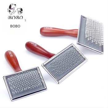 Bobo pieptene cu ac pentru animale de companie, pieptene de înfrumusețare pentru câini, pisică, pieptene pentru îndepărtarea părului, mâner din lemn, pieptene cu ac pentru pisică, pisică, câine, perie de îndepărtare a părului