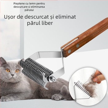 Pieptene pentru câini, pieptene cu păr auriu, cu nod de pluș, cu deschidere ușoară, pieptene cu nod, îndepărtarea părului anti-nod și îndepărtarea părului plutitor, pieptene cu artefacte