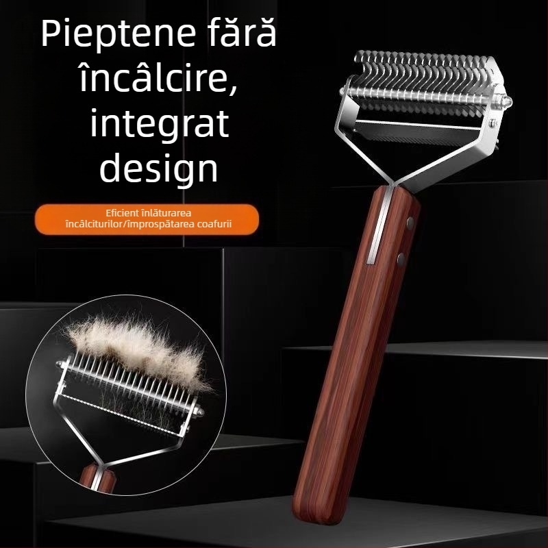 Pieptene pentru câini, pieptene cu păr auriu, cu nod de pluș, cu deschidere ușoară, pieptene cu nod, îndepărtarea părului anti-nod și îndepărtarea părului plutitor, pieptene cu artefacte