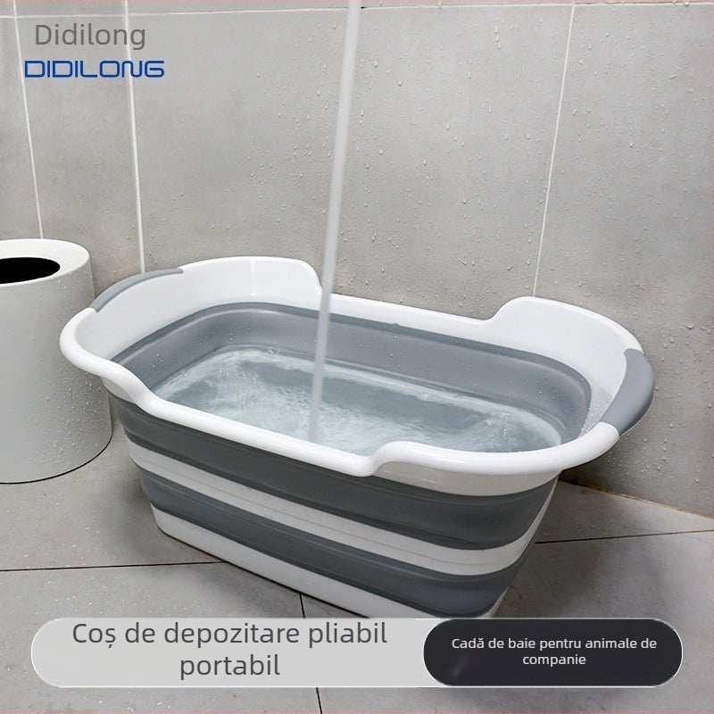 Cadă de baie pliabilă multifuncțională pentru copii, coș pliabil creativ, coș de depozitare pentru obiecte murdare de uz casnic pentru animale de companie, coș de baie pentru diverse obiecte