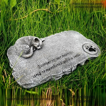 Piatră funerară memorială din imitație de piatră, cu litere laser drăguțe, DIY, transfrontaliere, rășină, meșteșuguri, decorațiuni pentru grădină