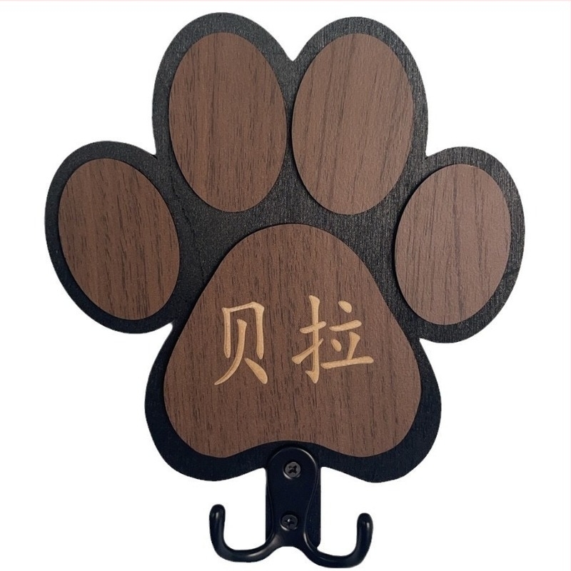 Câine din lemn lesă os depozitare rack garderobă guler jachetă cârlig lemn masiv laba imprimeu perete cârlig desene animate câine frânghie rack