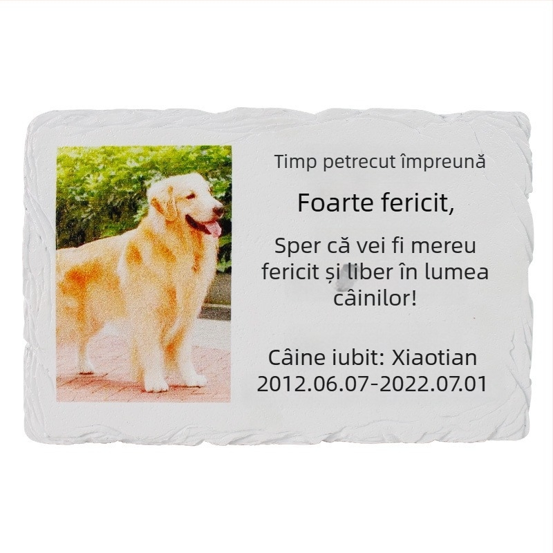Piatră funerară pentru animale de companie transfrontaliere, poate fi gravată, ornament de grădină, piatră funerară portabilă pentru pisici și căței care dorm, decor pentru curte