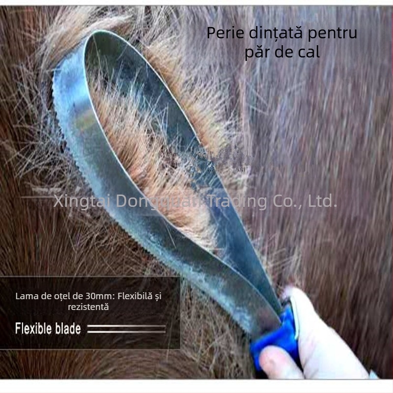 Inel veterinar din oțel inoxidabil pentru zgârierea părului, perie de cai, provizii pentru camera cailor, pieptene zimțat, dispozitiv de zgâriere, perie de păr de vacă, anti-mâncărime pentru cal