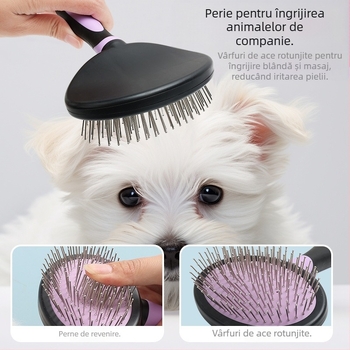 Pieptene pentru animale de companie pentru pisici pentru a îndepărta părul plutitor, pieptene înnodător, pieptene cu două fețe pentru smulgerea părului de câine, pieptene antipurici, articole de îngrijire pentru animale de companie