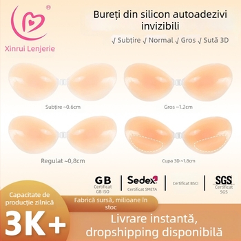 Sutien invizibil din silicon pentru sâni, plasture push-up îngroșat, lenjerie intimă fără bretele, sutien din silicon în stoc