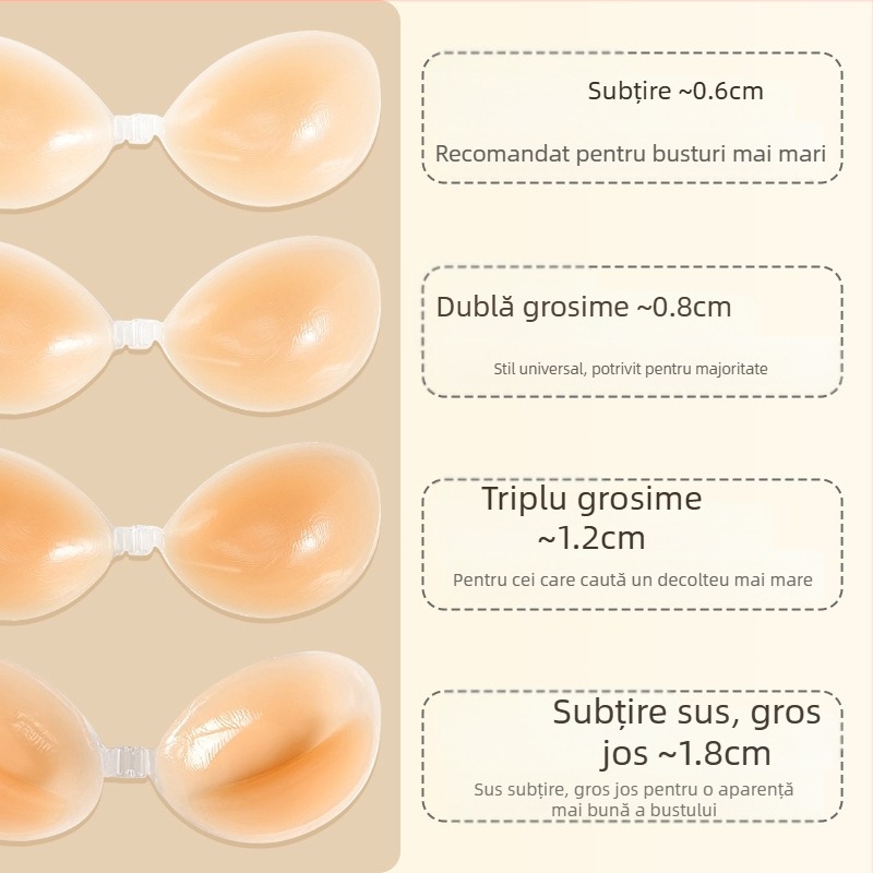 Sutien invizibil din silicon pentru sâni, plasture push-up îngroșat, lenjerie intimă fără bretele, sutien din silicon în stoc