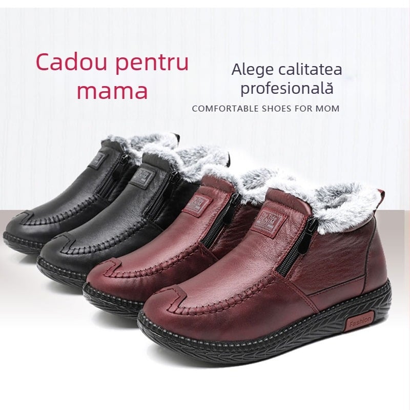 2023 Pantofi noi de iarnă din bumbac pentru mame de vârstă mijlocie și în vârstă, pantofi cu talpă moale antiderapantă pentru vârstnici, cizme de zăpadă calde, îngroșate și din catifea pentru femei
