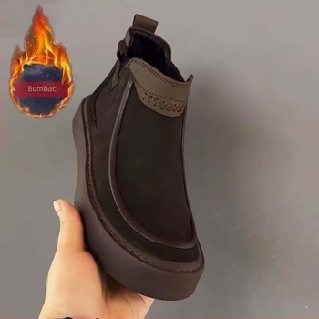 Pantofi bărbătești pentru toamna și iarna 2025, pantofi casual din piele cu talpă groasă, versatile, cizme Martin, cizme scurte, pantofi din bumbac cu căptușeală din fleece pentru bărbați