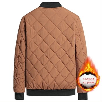 Jachetă de iarnă nouă, cu căptușeală din bumbac, pentru bărbați, cu guler înalt, căptușită cu fleece, îngroșată, la modă, cu guler de baseball, jachetă cu căptușeală din bumbac, haină caldă la modă