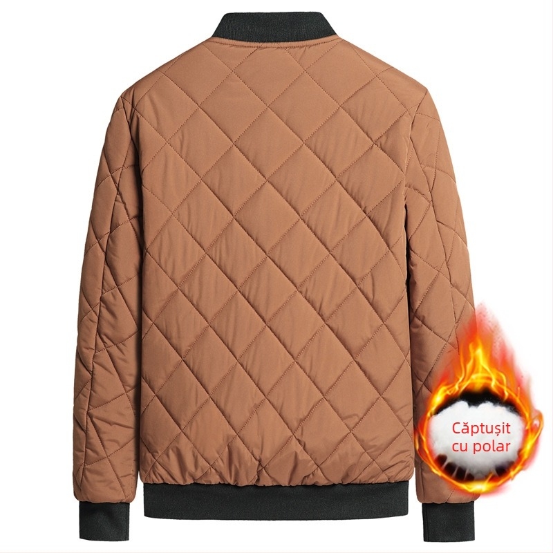 Jachetă de iarnă nouă, cu căptușeală din bumbac, pentru bărbați, cu guler înalt, căptușită cu fleece, îngroșată, la modă, cu guler de baseball, jachetă cu căptușeală din bumbac, haină caldă la modă
