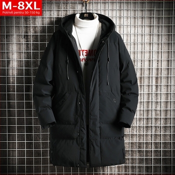 Palton de iarnă la modă pentru bărbați, de lungime medie, cu glugă, căptușit cu bumbac, pentru tineri grași, mărime plus, mărime, îngroșat, cald, rezistent la frig, cu bumbac, pentru bărbați