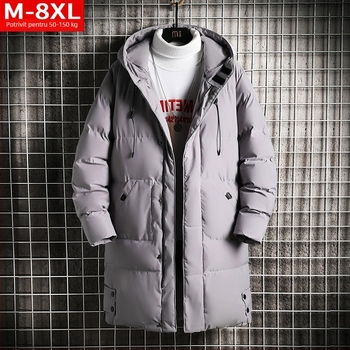 Palton de iarnă la modă pentru bărbați, de lungime medie, cu glugă, căptușit cu bumbac, pentru tineri grași, mărime plus, mărime, îngroșat, cald, rezistent la frig, cu bumbac, pentru bărbați