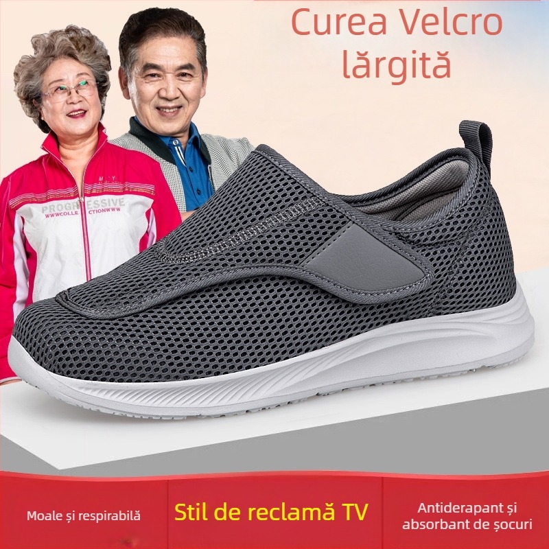Pantofi respirabili lărgiți pentru vârstnici, pantofi pentru femei de vârstă mijlocie și vârstnici pentru picioare umflate, degetul mare valgus, picioare umflate și grase, pantofi pentru mamă, pantofi prietenoși cu zahărul