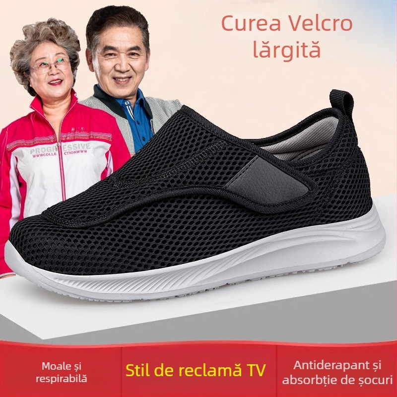 Pantofi respirabili lărgiți pentru vârstnici, pantofi pentru femei de vârstă mijlocie și vârstnici pentru picioare umflate, degetul mare valgus, picioare umflate și grase, pantofi pentru mamă, pantofi prietenoși cu zahărul