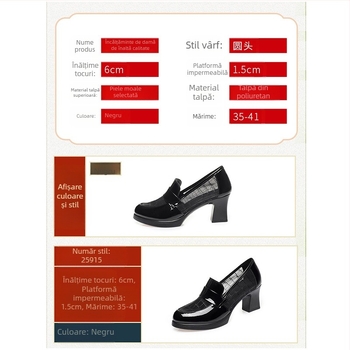 Pantofi cu toc înalt pentru femei, stil vară 2024, cu toc mediu, din piele moale, talpă moale, mocasini cu toc gros