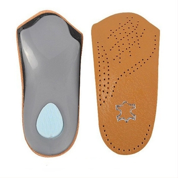 Brant interior din piele de vacă, cu jumătate de pernă, pentru corectarea arcului plantar, pentru bărbați și femei, din piele maro ascunsă, pentru corectarea arcului plantar