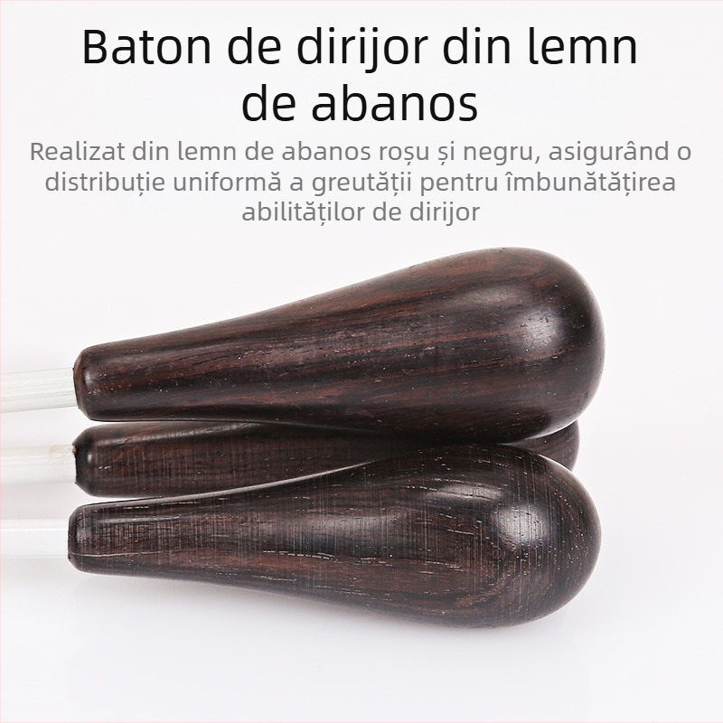 Mâner de abanos baghetă de concert, comandă, comandă muzicală, baghetă de performanță scenică, baghetă profesională