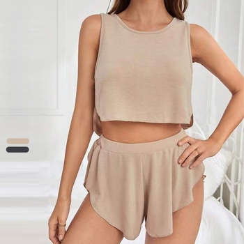 Femei transfrontaliere europene și americane spate V sexy fără spate vestă modală super pantaloni scurți acasă haine pijamale set femei