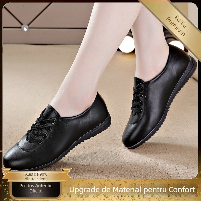 Pantofi albi cu talpă moale pentru femei 2025 Primăvara nouă casual cu talpă plată din piele pentru femei pantofi de mamă cu talpă de tendon