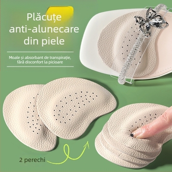 Sandale antiderapante pentru femei, sandale cu toc înalt, pernă pentru partea din față, anti-durere, transpirație, antiderapante, dimensiune redusă, autoadezive, din piele de vacă, jumătate de mărime, pernă de vară